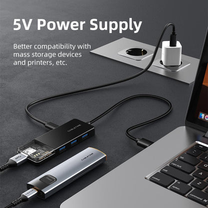 CABLETIME CB01B | 4-Port USB-A 3.0 Hub (5Gbps, 5V Power Supply, Transparent Design)