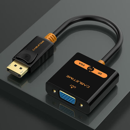 CABLETIME CP25B DisplayPort (DP) to VGA Adapter | 1080P 60Hz Full HD Output | Secure Latch Design | Plug-and-Play Connectivity