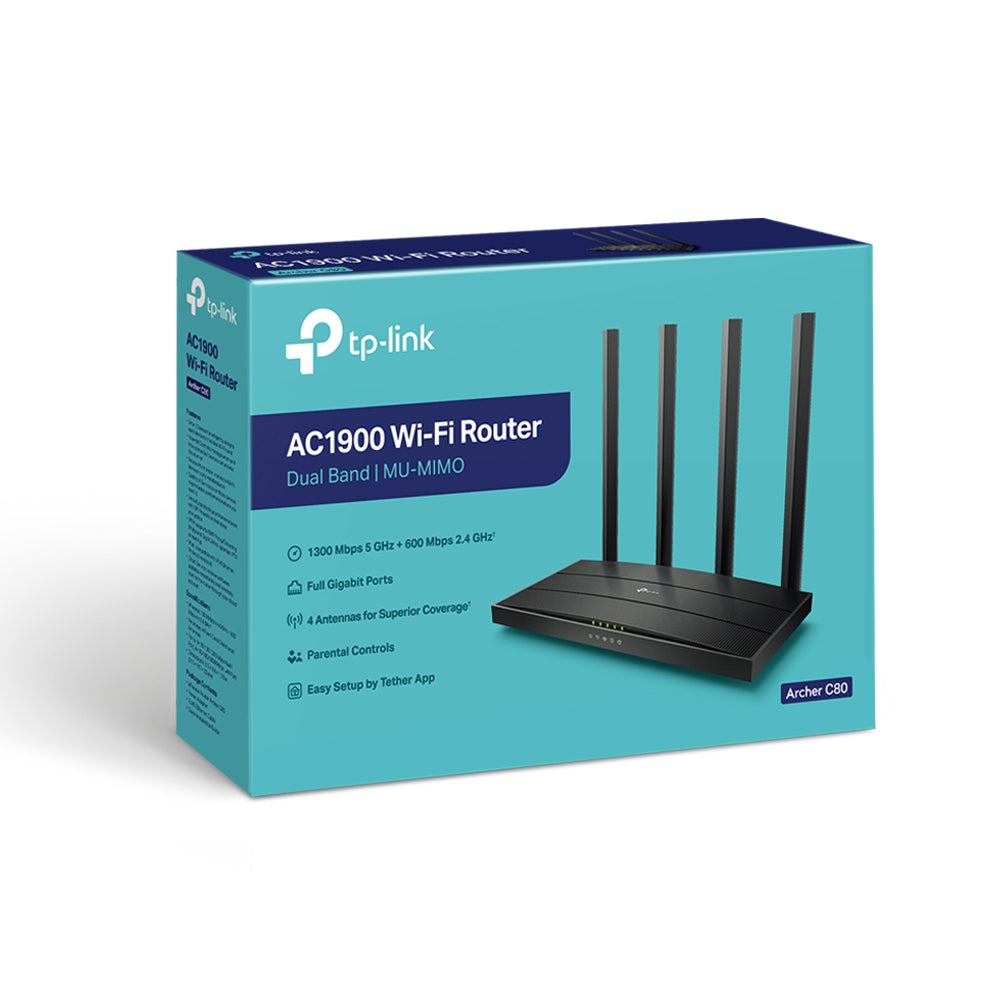TP-Link Archer C80 | AC1900 Wireless MU-MIMO Wi-Fi 5 Router with Gigabit Ports and Smart Band Management