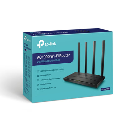 TP-Link Archer C80 | AC1900 Wireless MU-MIMO Wi-Fi 5 Router with Gigabit Ports and Smart Band Management