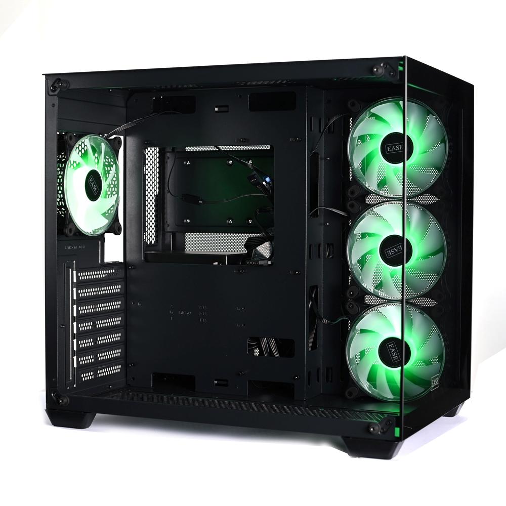 EASE EC124B Tempered Glass Gaming Case | 4x Infinity ARGB Fans | Panoramic View | Type-C | Water Cooling Support