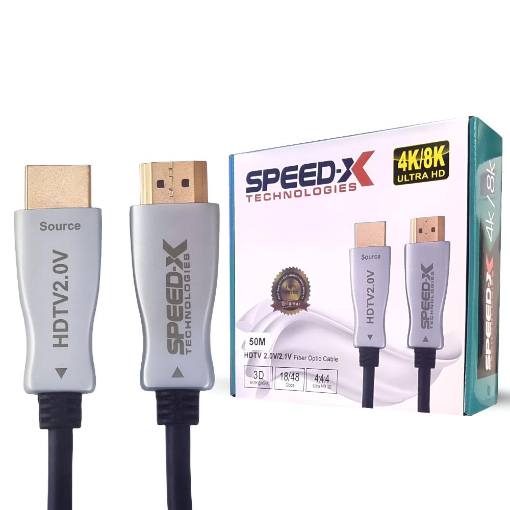 Speed-X Fiber HDMI Cable 2.0/2.1 AOC | Active Optical HDMI Cable | 4K 60Hz & 8K UHD | HDR | 30AWG Copper | 10M–100M