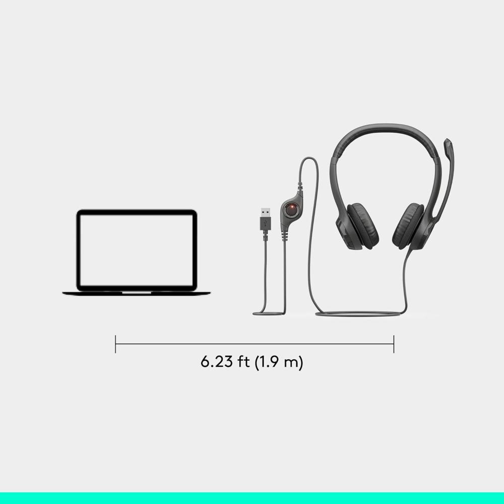 Logitech H390 USB Computer Headset | Noise-Canceling Microphone | Digital Stereo Audio | USB-A/USB-C