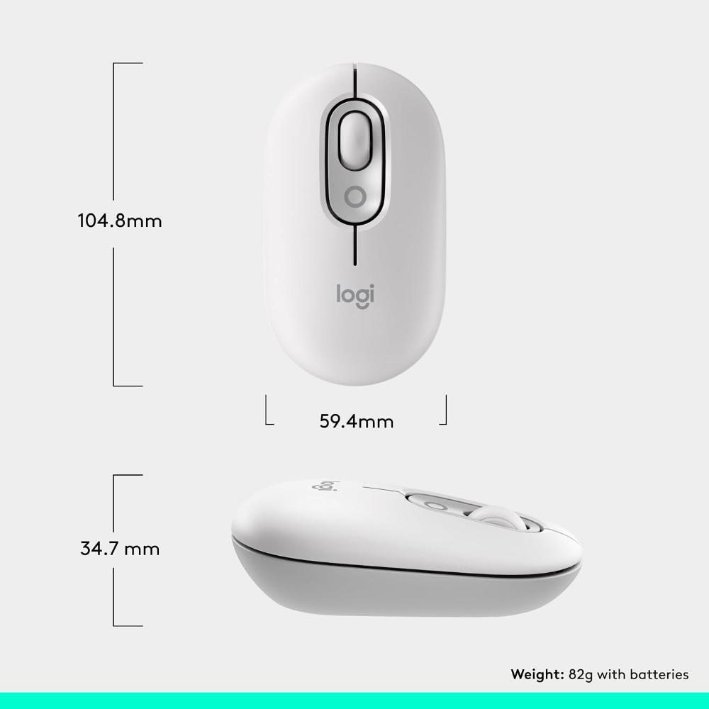 Logitech POP Mouse Wireless Bluetooth Mouse | Customizable Emoji Button | SmartWheel | SilentTouch | 4000 DPI | 3-Device Easy-Switch | 24-Month Battery