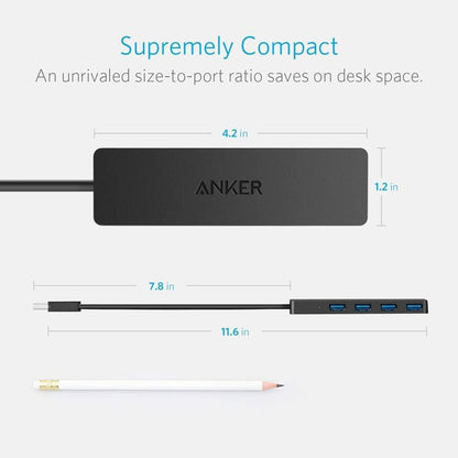 Anker A7516 Ultra Slim 4-Port USB 3.0 Data Hub | High-Speed 5Gbps USB Expansion Hub