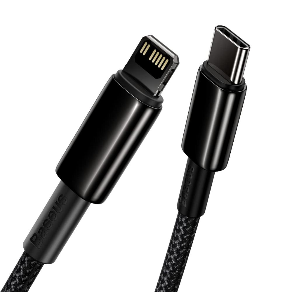 Baseus Tungsten Gold USB-C to Lightning Cable | PD 20W Fast Charging | Braided Nylon | 1m / 2m
