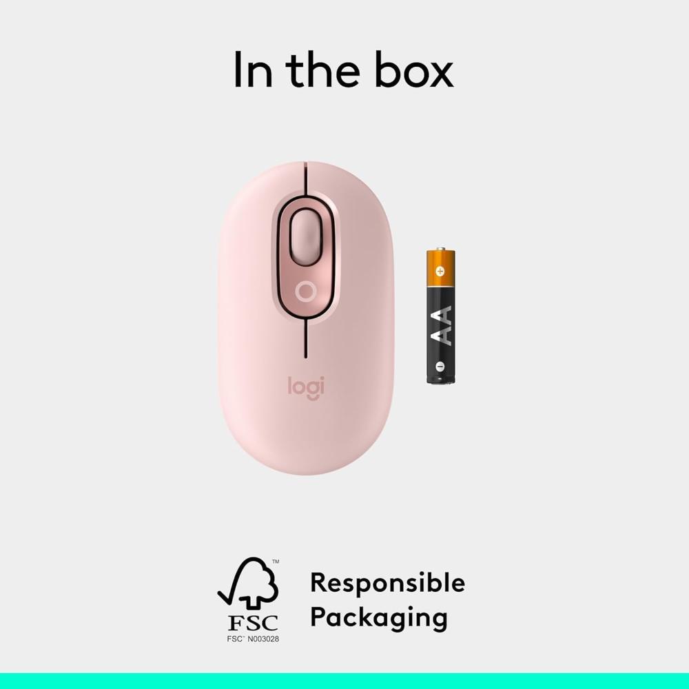 Logitech POP Mouse Wireless Bluetooth Mouse | Customizable Emoji Button | SmartWheel | SilentTouch | 4000 DPI | 3-Device Easy-Switch | 24-Month Battery