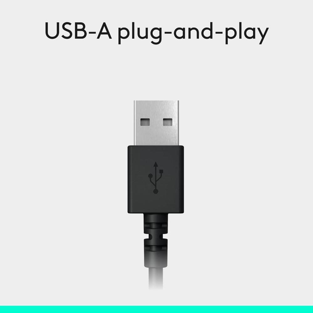 Logitech H390 USB Computer Headset | Noise-Canceling Microphone | Digital Stereo Audio | USB-A/USB-C