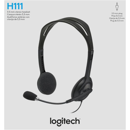 Logitech H111 Stereo Headset | 3.5mm Multi-Device Headset with Rotating Microphone