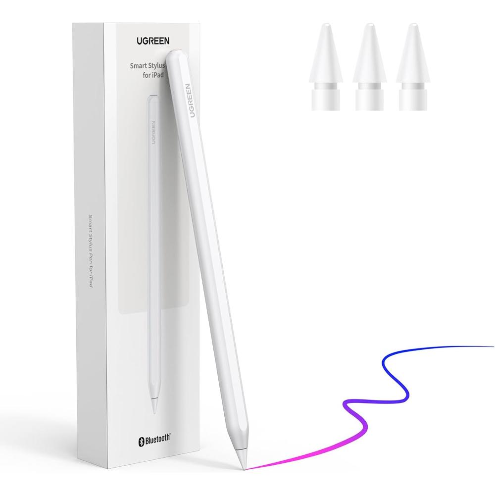 UGREEN LP653 15910 Wireless Charging Smart Stylus Pen for iPad | Magnetic Charging | Tilt Sensitivity | Palm Rejection | 9-Hour Battery | 1.5mm Nib