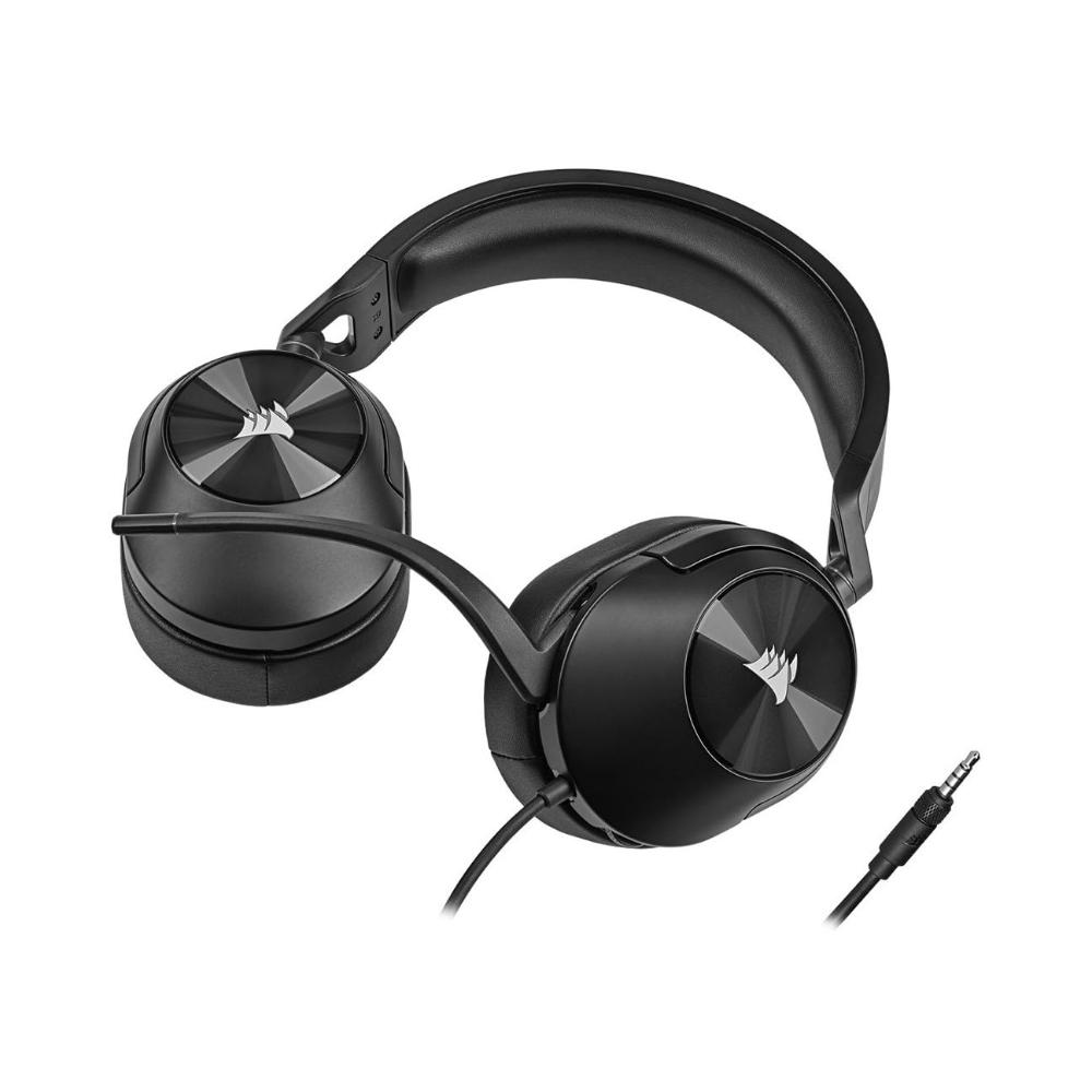 CORSAIR HS55 STEREO Wired Gaming Headset – Carbon | 50mm Drivers, Lightweight, 3.5mm Universal Compatibility