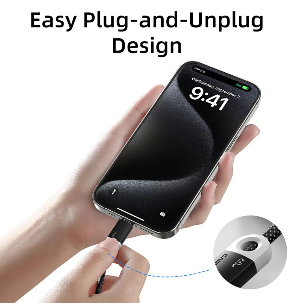 CABLETIME CUP4 USB-C to USB-C Fast Charge Cable | 1m / 2m | 60W Power Delivery | Braided Jacket & Smart Chip