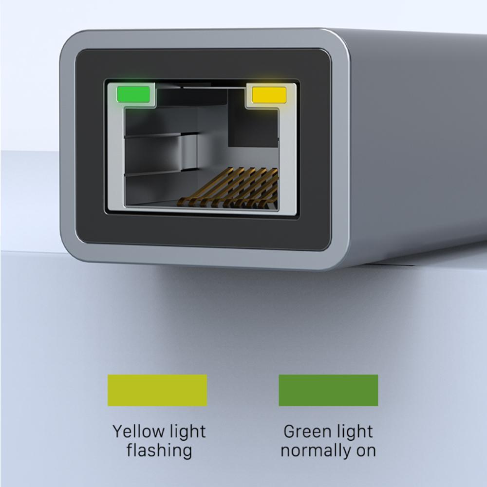 CABLETIME CB55G USB 3.0 3-Port Hub with Gigabit Ethernet Adapter | 5Gbps Data Transfer | RJ45 1000Mbps | For Laptops, PCs & Nintendo Switch