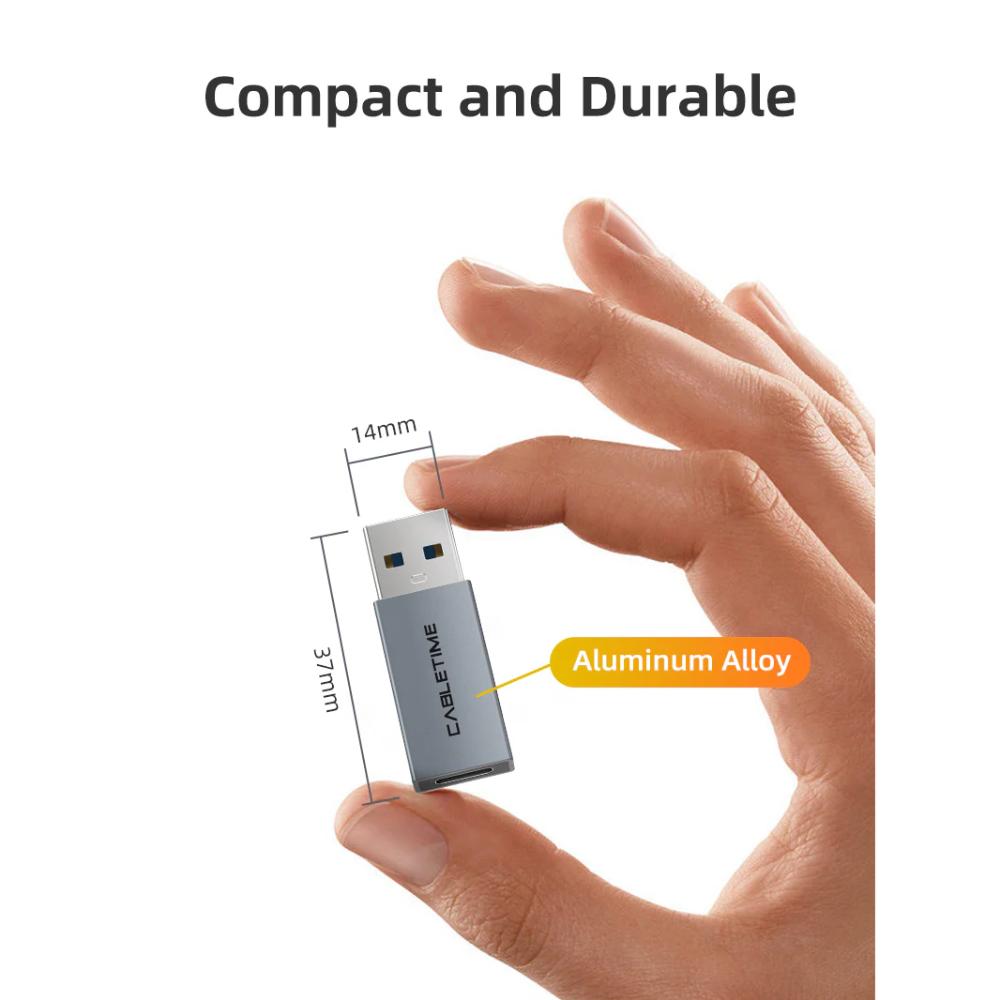 CABLETIME CP77G | USB 3.0 A Male to USB-C Female OTG Adapter | 5Gbps Data Transfer