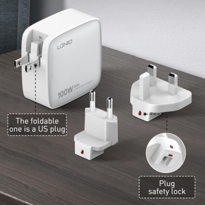 LDNIO Q408 100W GaN Super Fast Charger | 3×USB-C + 1×USB-A | PD & QC Fast Charging | Universal US/UK/EU Plug