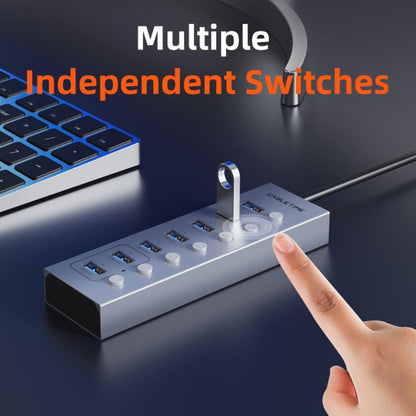 CABLETIME CB47G 7-Port Powered USB 3.0 Hub | 5Gbps High-Speed Data Hub | Individual Switches & LED Indicators | Long Cable | For Laptops & PCs