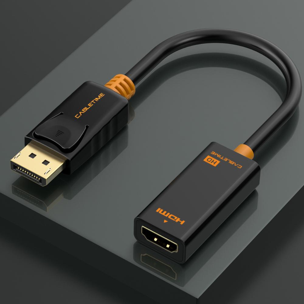 CABLETIME CP22B DP Male to HDMI Female Adapter | 1080p 60Hz | Gold-Plated Connectors | Mirror & Extend Modes | Plug & Play
