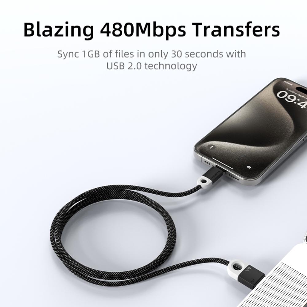 CABLETIME CAP1J | 6A USB-A to USB-C Fast Charge Braided Cable (1.5m)