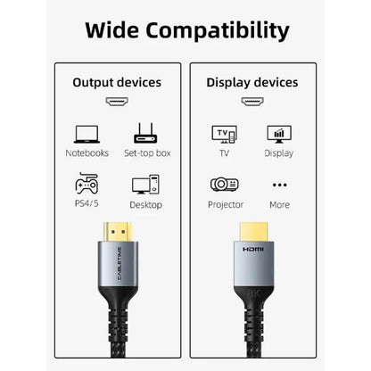 CABLETIME CH11 | 8K HDMI 2.1 Cable 48Gbps Braided | Ultra High Speed | 8K@60Hz, 4K@120Hz | Gold-Plated Connectors