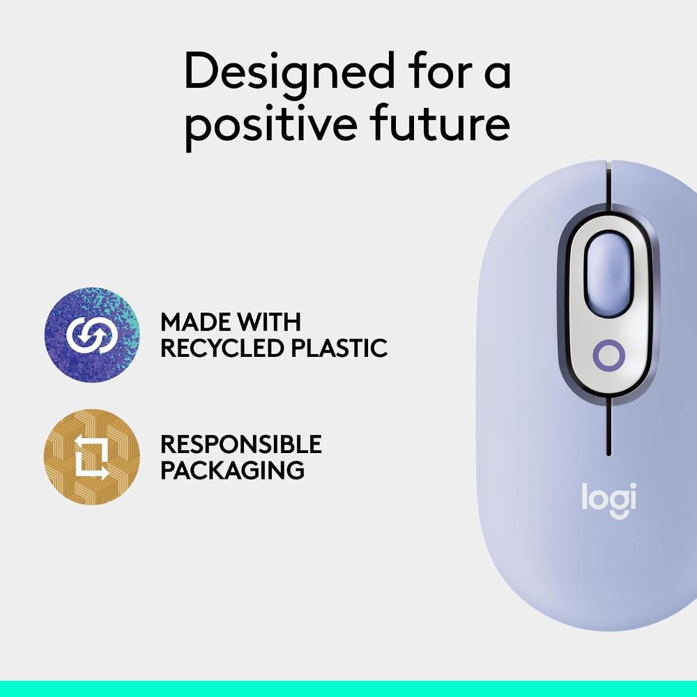 Logitech POP Mouse Wireless Bluetooth Mouse | Customizable Emoji Button | SmartWheel | SilentTouch | 4000 DPI | 3-Device Easy-Switch | 24-Month Battery