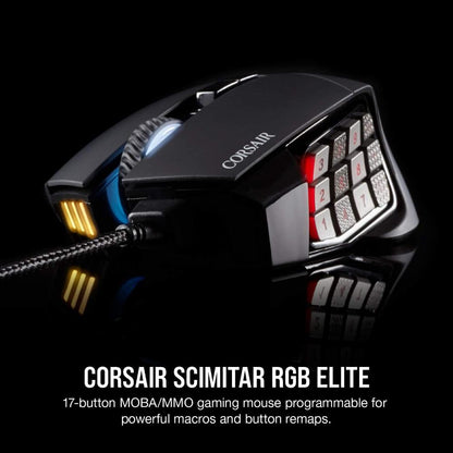 CORSAIR SCIMITAR RGB ELITE | Optical MOBA/MMO Gaming Mouse (18,000 DPI)