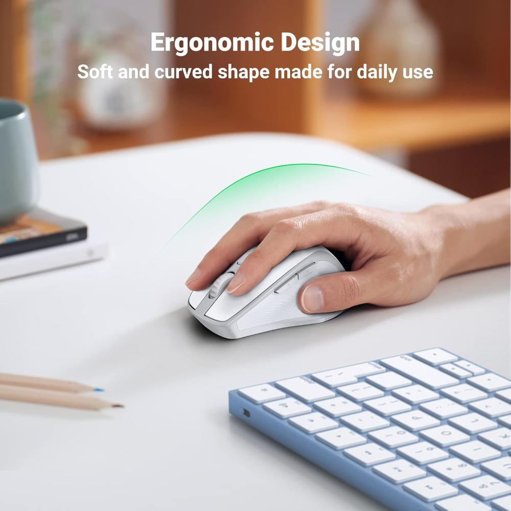 UGREEN Wireless Mouse | Ergonomic Bluetooth 5.0 + 2.4G Cordless (Dual Mode, 4000 DPI, Silent, 5 Buttons)