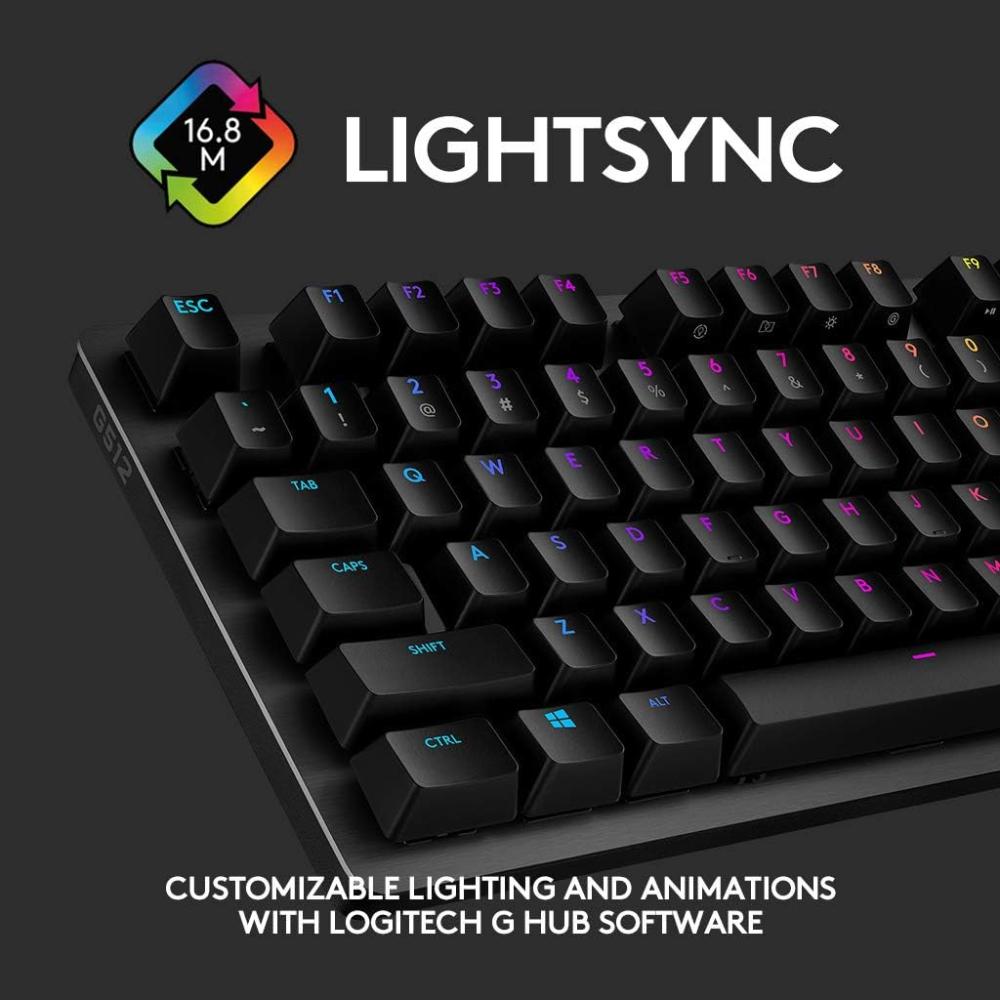 Logitech G512 Carbon LIGHTSYNC RGB Mechanical Gaming Keyboard | GX Mechanical Switches | 104 Keys | USB Passthrough | Aluminum Alloy | 1ms Report Rate