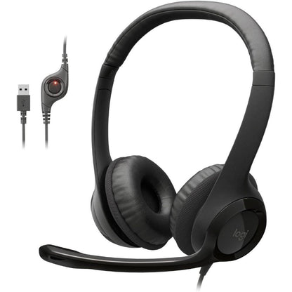Logitech H390 USB Computer Headset | Noise-Canceling Microphone | Digital Stereo Audio | USB-A/USB-C