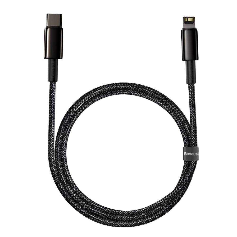 Baseus Tungsten Gold USB-C to Lightning Cable | PD 20W Fast Charging | Braided Nylon | 1m / 2m