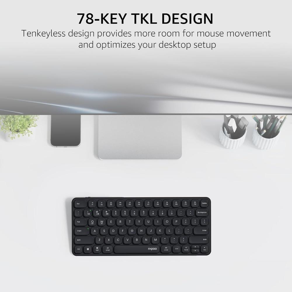 Rapoo E9050L | Ultra-Slim Multi-Mode Wireless Keyboard – Dark Grey