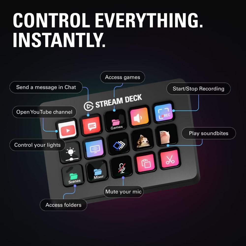 Elgato Stream Deck (15-Key) | Customizable Control Pad | LCD Keys | Workflow Automation for Streaming & Productivity