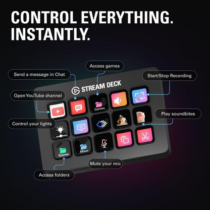 Elgato Stream Deck (15-Key) | Customizable Control Pad | LCD Keys | Workflow Automation for Streaming & Productivity