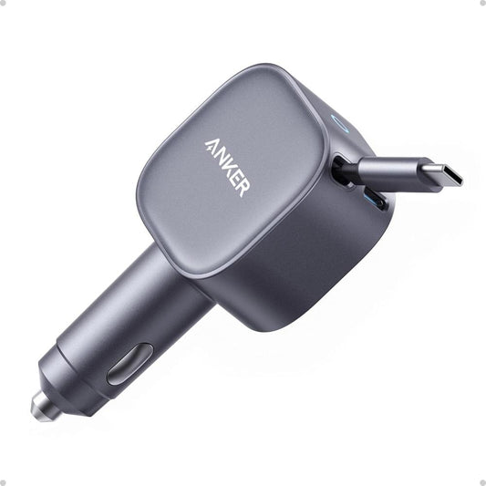 Anker Nano 75W Car Charger A2738P A2 | 75W Fast Car Charger with Built-In Retractable USB-C Cable