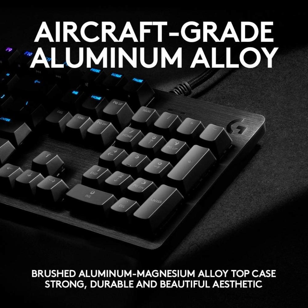 Logitech G512 Carbon LIGHTSYNC RGB Mechanical Gaming Keyboard | GX Mechanical Switches | 104 Keys | USB Passthrough | Aluminum Alloy | 1ms Report Rate