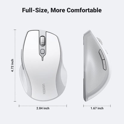 UGREEN Wireless Mouse | Ergonomic Bluetooth 5.0 + 2.4G Cordless (Dual Mode, 4000 DPI, Silent, 5 Buttons)