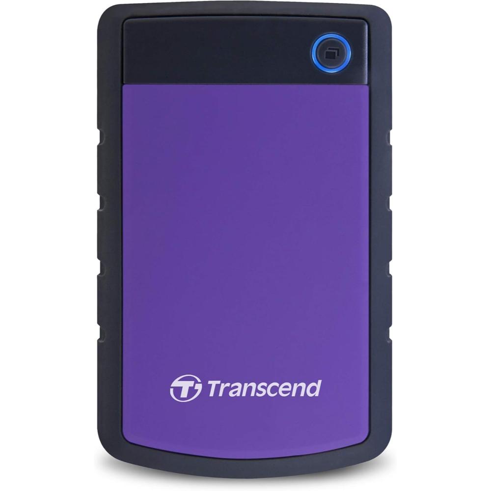 Transcend StoreJet 25H3 | Rugged Portable External Hard Drive | USB 3.1 Gen 1, Anti-Shock, One-Touch Backup (1TB / 2TB / 4TB)