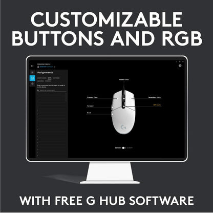 Logitech G102 LIGHTSYNC Wired Gaming Mouse | 8000 DPI | 6 Programmable Buttons | 1000Hz Report Rate | LIGHTSYNC RGB | 85g Lightweight Design | 2.1m Cable