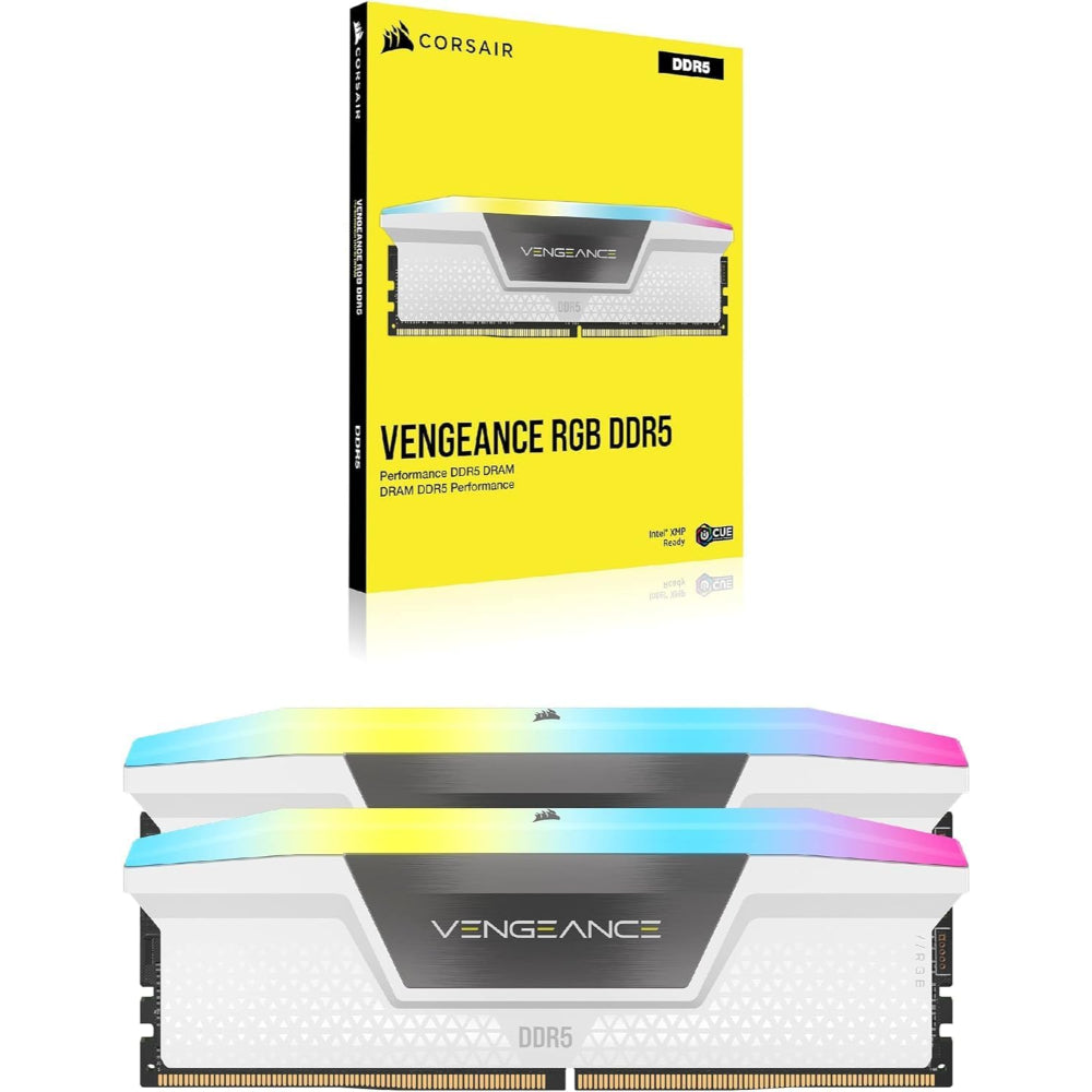 CORSAIR Vengeance RGB DDR5 RAM 32GB (2x16GB) | 6000MHz | CL36 | Intel XMP 3.0 | iCUE Compatible – White