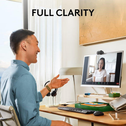 Logitech Brio 100 Full HD Webcam | 1080p 30fps | 2MP Camera | RightLight 2 Auto-Light Balance | Built-in Mic | Privacy Shutter | USB-A | 58° FOV