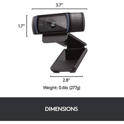Logitech C920 HD Pro Webcam | Full HD 1080p 30fps | 3MP | Autofocus | Glass Lens | Stereo Microphones | 78° FOV | Auto Light Correction | USB-A | Tripod Ready