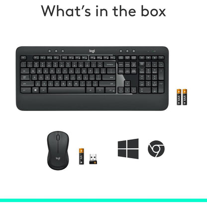 Logitech MK540 Advanced Wireless Keyboard & Mouse Combo | Full-Size Keyboard | Wireless USB Receiver | Comfortable Typing