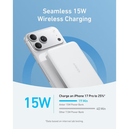Anker MagGo Power Bank (10K, Slim) A1664 | 10000mAh 15W Qi2 Magnetic Wireless Power Bank