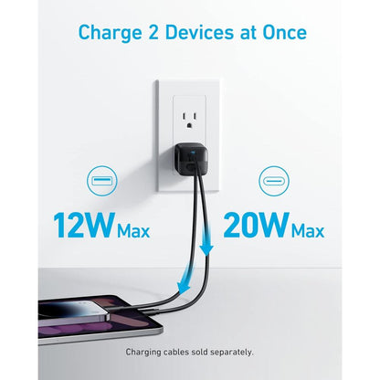 Anker 323 Charger A2331 | 33W USB-C + USB-A Fast Wall Charger | Dual Port Compact Charger