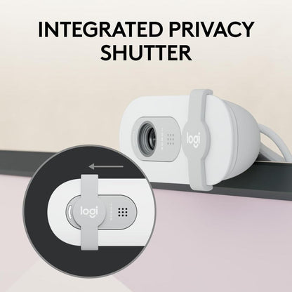 Logitech Brio 100 Full HD Webcam | 1080p 30fps | 2MP Camera | RightLight 2 Auto-Light Balance | Built-in Mic | Privacy Shutter | USB-A | 58° FOV