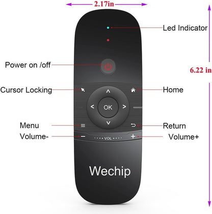 Wechip W1 2.4GHz Wireless Air Mouse | Air Remote with Keyboard for Android TV, Smart TV, and PC