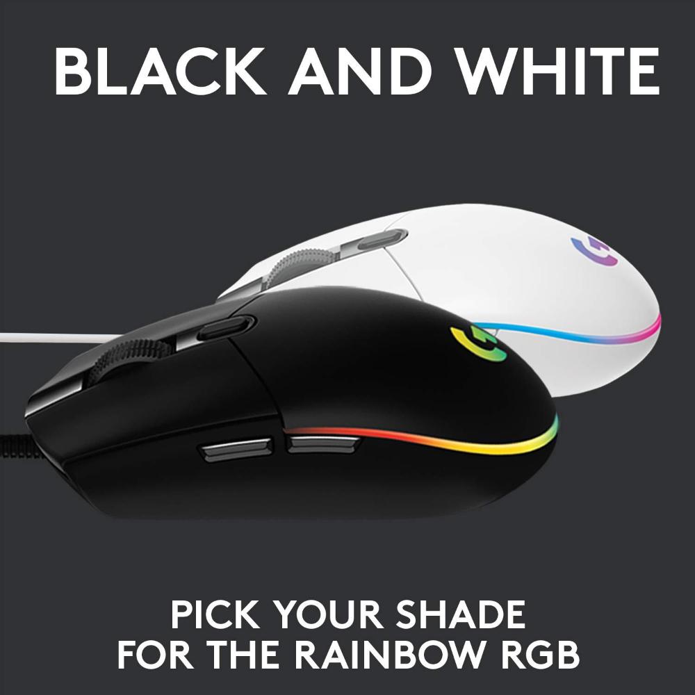 Logitech G102 LIGHTSYNC Wired Gaming Mouse | 8000 DPI | 6 Programmable Buttons | 1000Hz Report Rate | LIGHTSYNC RGB | 85g Lightweight Design | 2.1m Cable