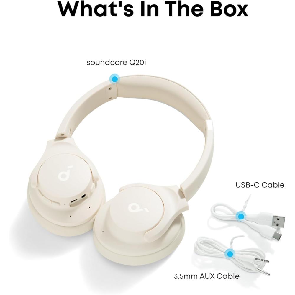 Soundcore Q20i Hybrid Active Noise Cancelling Headphones A3004 | Wireless Bluetooth Over-Ear