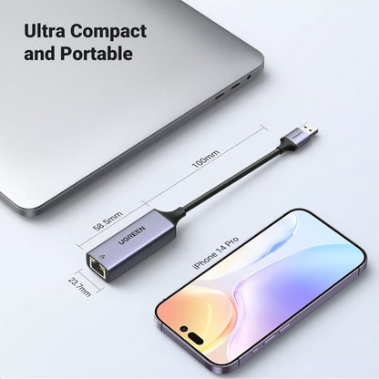 UGREEN 50922 | USB 3.0 to Gigabit Ethernet Adapter | 10/100/1000Mbps | Plug & Play | Aluminum Alloy | For Laptop, PC, MacBook, Surface, Chromebook