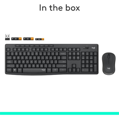 Logitech MK295 Silent Wireless Keyboard & Mouse Combo | SilentTouch Technology | Full-Size Keyboard | Quiet Wireless Productivity