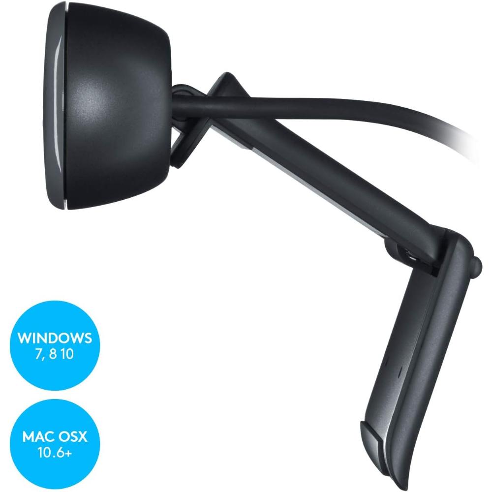 Logitech C270 HD Webcam | 720p 30fps | 0.9MP | Auto Light Correction | Noise-Reducing Mono Mic | 55° FOV | Fixed Focus